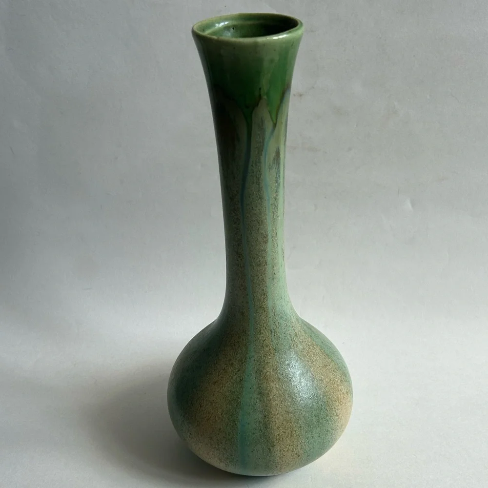 Vintage MCM Green Pottery Vase - Picture 1 of 4